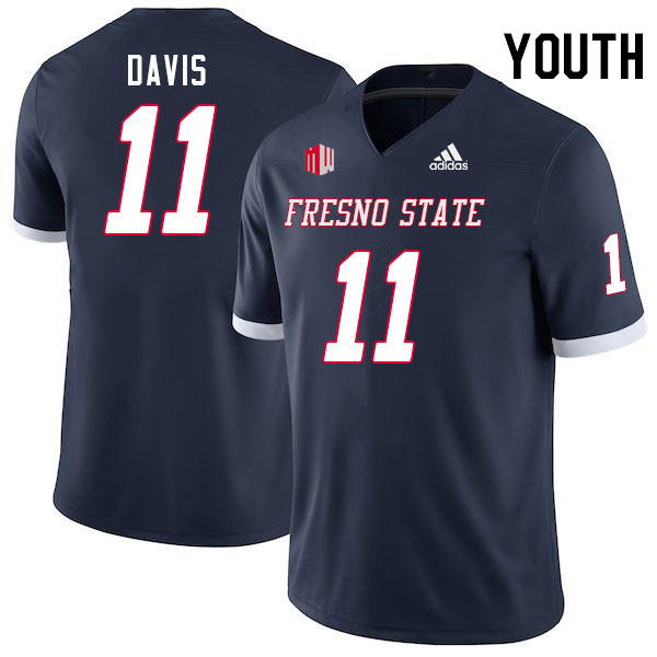Youth #11 Jayden Davis Fresno State Bulldogs College Football Jerseys Stitched Sale-Navy